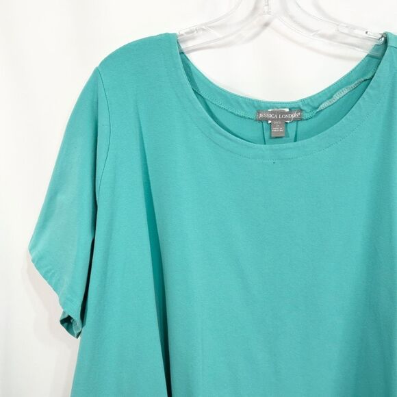 Jessica London 30W 32W Top‎ 3X Green Short Sleeve Tee Swing Trapeze A Line 790 - Picture 3 of 10